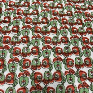 Vintage Abstract Apple Print Blanket White Red Green Maximalist Fruit Decor MCM